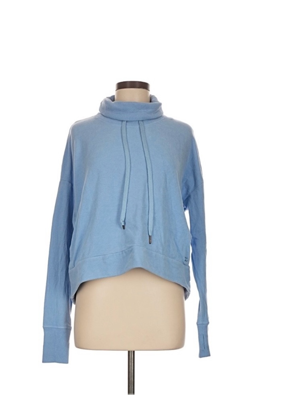 Sweaty Betty EUC Light Blue Cowl Neck Pullover